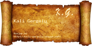 Kali Gergely névjegykártya